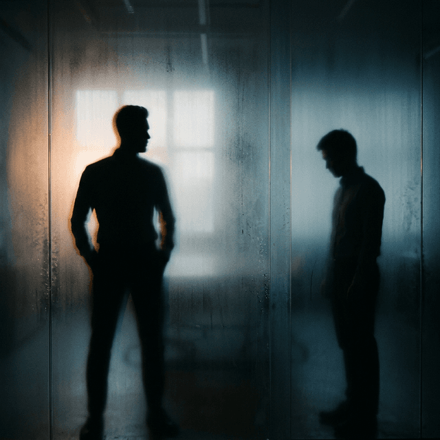 Two silhouettes showing contrasting personalities, one bold and commanding, the other withdrawn and watchful