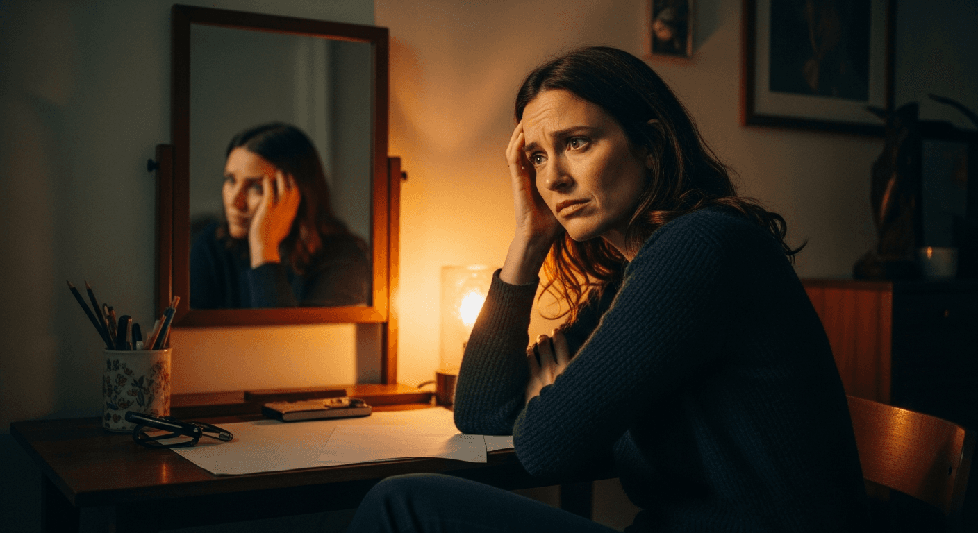 A conceptual illustration of gaslighting showing a distorted reality and confusion